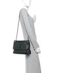 Crinkled Lambskin Matelasse Monogram Medium Niki Chain Satchel Dark Green