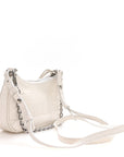 Extra Supple Calfskin Crocodile Embossed Le Cagole Mini Purse With Chain White