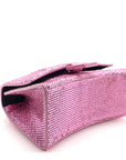 Strass Suede Hourglass Top Handle Bag XS Pink