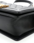 Calfskin Quilted Small Boy Flap Black