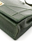 Ceramic Effect Deerskin Large D1ORama Flap Bag Malachite Green