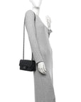 Iridescent Caviar Quilted Mini Rectangular Flap Black