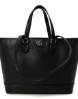 Textured Dollar Calfskin Small Ophidia Shoulder Tote Bag Black