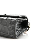 Shiny Calfskin Crocodile Embossed Hourglass Chain Bag Gris