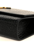 Calfskin Crocodile Embossed Medium Classic Monogram Kate Tassel Satchel Black