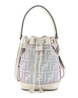 Crystal Vitello Laminato FF Mini Mon Tresor Bucket Bag Crystal Argento