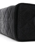 Washed Denim Quilted Mini CHNL 25 Handbag Black