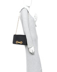 Calfskin Medallion Tribute Shoulder Bag Black