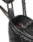Aged Calfskin Quilted Large Gabrielle Hobo Black