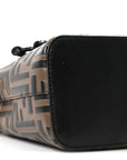 Vitello Liberty F is FNDI Bi-Color FF 1974 Embossed Mini Mon Tresor Bucket Bag Maya Black
