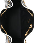 Braided Raffia Calfskin Quilted Mini CHNL 25 Handbag Black White