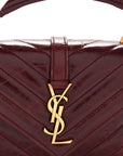 Shiny Calfskin Matelasse Chevron Monogram Mini College Bag Deep Hot Wine