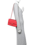 Caviar Quilted Medium Double Flap Red