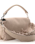 Nylon Fabric Jacquard FF Fringed Baguette Cuoio Pietra