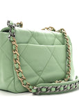 Goatskin Quilted Medium CHNL 19 Flap Light Green