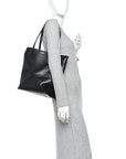 Shiny Calfskin Medium Puzzle Fold Tote Black