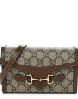 GG Supreme Monogram Mini Horsebit 1955 Shoulder Bag Beige Brown Sugar