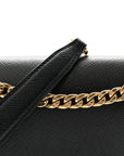 Saffiano Flap Shoulder Bag Black