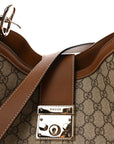 GG Icon Monogram Padlock Shoulder Bag Beige Dark Brown