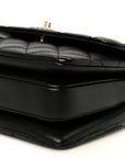 Lambskin Crystal Quilted Mini Trendy CC Dual Handle Flap Bag Black