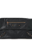 Agneau Giant 12 Rose Gold Hardware Envelope Clutch Anthracite