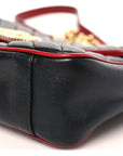 Vintage Effect Calfskin Matelasse Diagonal Small Torchon GG Marmont Shoulder Bag Black Romantic Cherry
