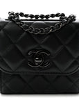 Lambskin Quilted Mini Trendy CC Chain Wallet So Black