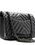 Aged Calfskin Chevron Quilted 2.55 Reissue Mini Flap So Black