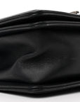 Calfskin Woven Small Boy Flap Black White