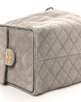 Suede Quilted Medium CHNL 25 Handbag Dark Grey