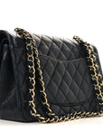 Caviar Quilted Medium Double Flap Black