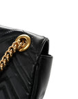 Calfskin Matelasse Mini GG Marmont Shoulder Bag Black