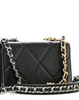 Lambskin Quilted CHNL 19 Wallet On Chain WOC Black