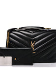 Lambskin Chevron Quilted Large LouLou Black