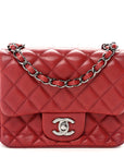 Lambskin Quilted Mini Square Flap Red