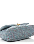 Tweed Quilted Large CHNL 19 Flap Blue Multicolor