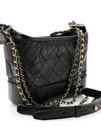 Aged Calfskin Quilted Charms Small Gabrielle Hobo Black
