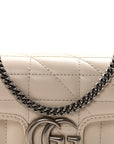 Calfskin Matelasse Aria Super Mini GG Marmont Shoulder Bag Mystic White