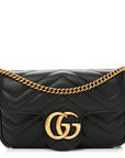 Calfskin Matelasse Super Mini GG Marmont Shoulder Bag Black