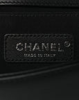 Lambskin Chevron Quilted Small Boy Flap Black