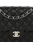 Lambskin Quilted Medium Double Flap Black
