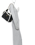 Crumpled Sheepskin Shearling Quilted Small CHNL 25 Handbag Black White