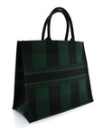 Canvas Embroidered Checkered Book Tote Black Green