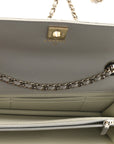 Lambskin Quilted Trendy CC Dual Handle Clutch With Chain Grey