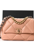 Lambskin Quilted Medium CHNL 19 Flap Beige