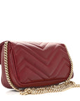 Calfskin Matelasse Super Mini GG Marmont Shoulder Bag Rosso Ancora