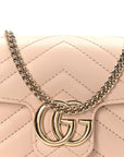 Calfskin Matelasse Super Mini GG Marmont Shoulder Bag Porcelain Rose