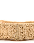 Yarn Raffia Effect Crochet Logo Embroidered Tote Bag Naturale