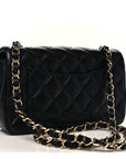 Lambskin Quilted Mini Rectangular Flap Black