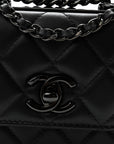Lambskin Quilted Mini Trendy CC Chain Wallet So Black